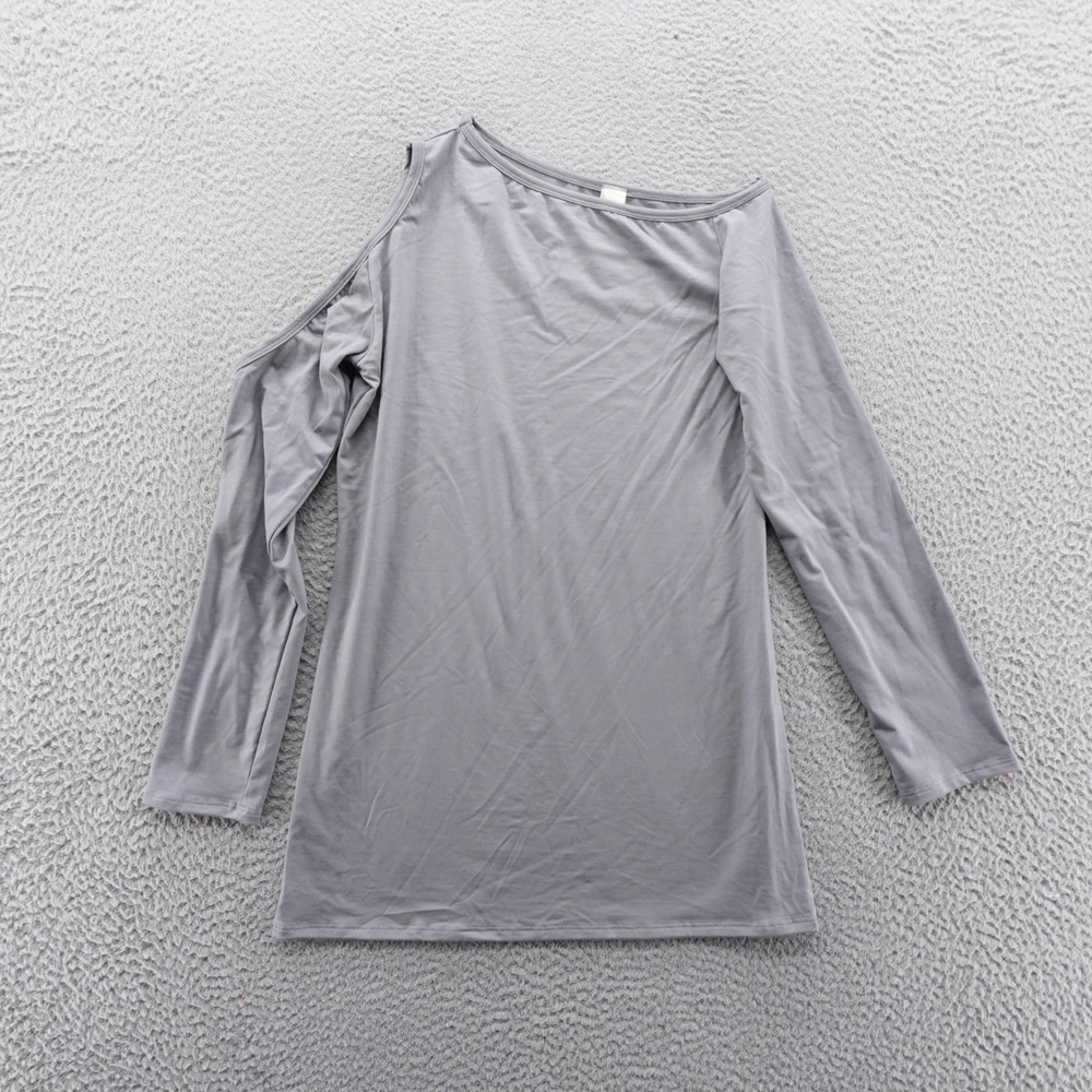 Go Couture Womens Grey Cold Shoulder Long Sleeve Micro Modal Top Medium NEW
